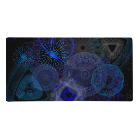 Blue Geometry, a Patterned Spirograph Collage Gaming mouse pad