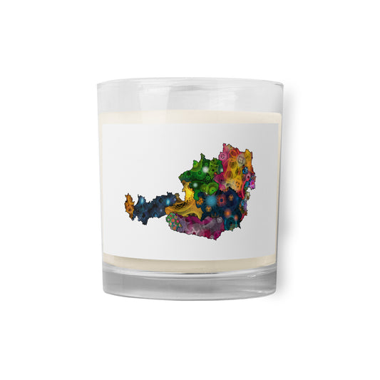 Spirograph Patterned Austria Provinces Map Glass Jar Soy Wax Candle