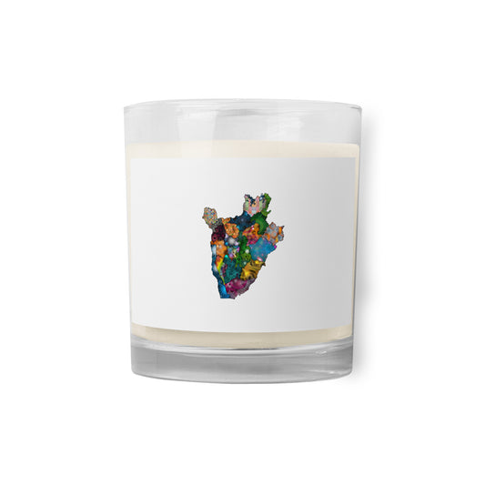 Spirograph Patterned Burundi Province Map Glass Jar Soy Wax Candle