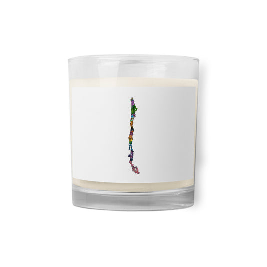 Spirograph Patterned Chile Regions Map Glass Jar Soy Wax Candle
