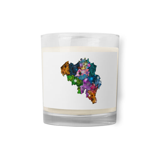 Spirograph Patterned Belgium Provinces Map Glass Jar Soy Wax Candle