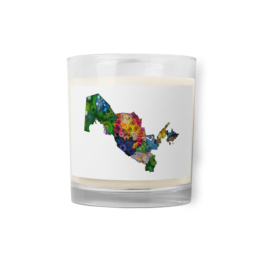 Spirograph Patterned Uzbekistan Divisions Map Glass Jar Soy Wax Candle