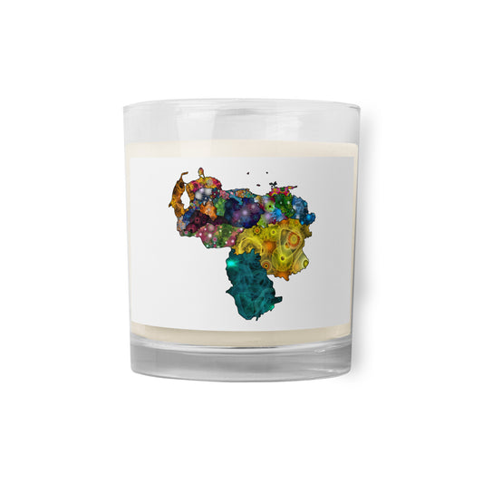 Spirograph Patterned Venezuela States Map Glass Jar Soy Wax Candle