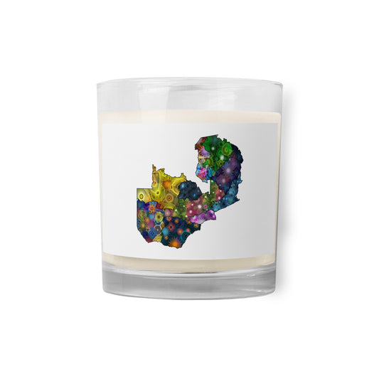 Spirograph Patterned Zambia Provinces Map Glass Jar Soy Wax Candle