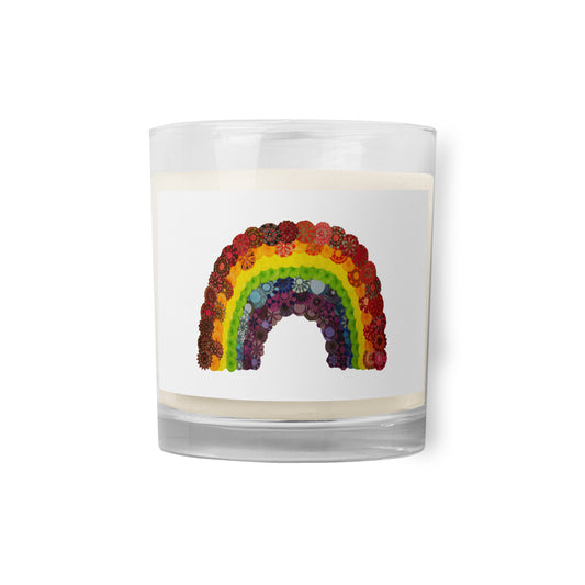 Spirograph Rainbow: a Patterned Spirograph Collage Glass Jar Soy Wax Candle