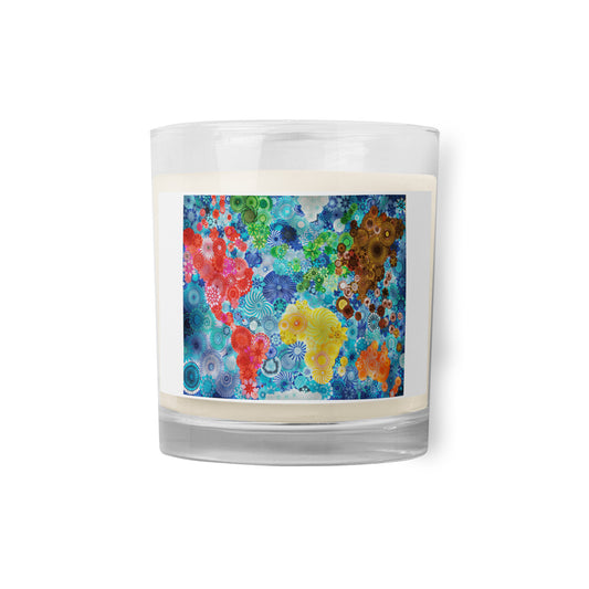 Spirograph World Map: a Patterned Spirograph Collage Glass Jar Soy Wax Candle