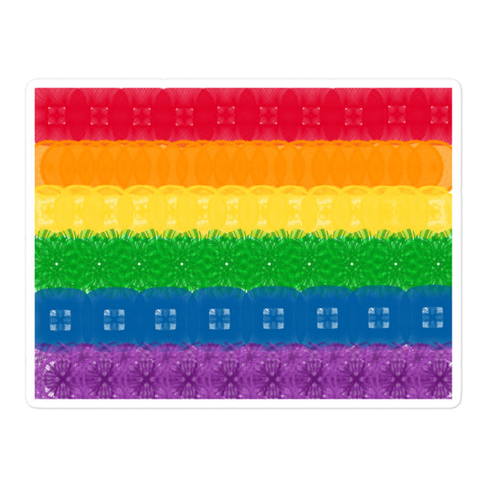 Spirograph Patterned Gay Pride Flag Kiss-Cut Stickers