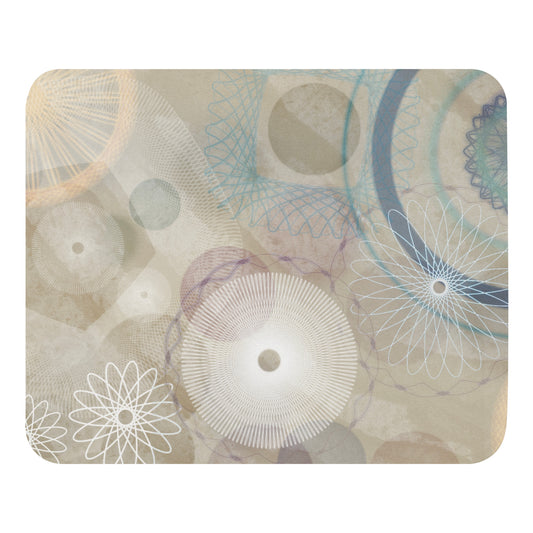 Beige spirals, a Patterned Spirograph Collage Mouse pad