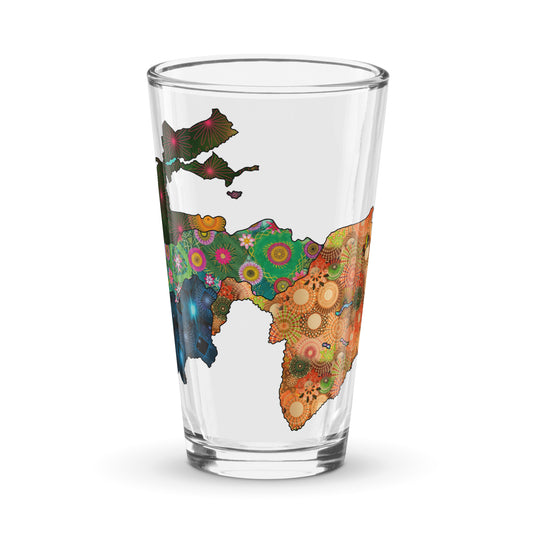 Spirograph Patterned Tajikistan Provinces Map Shaker Pint Glass