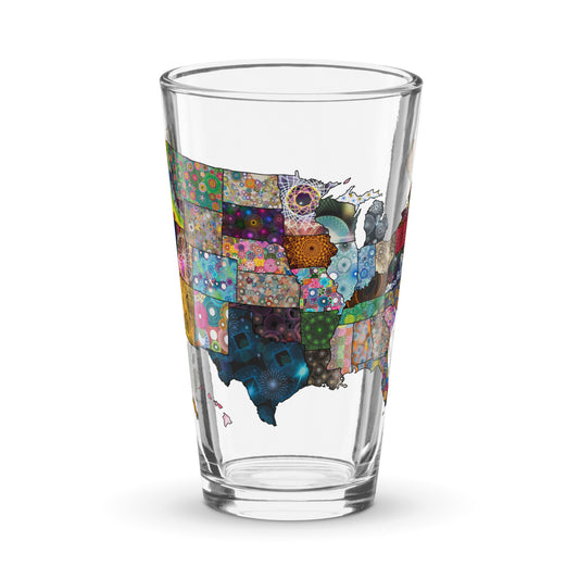 Spirograph Patterned United States of America Map Shaker Pint Glass