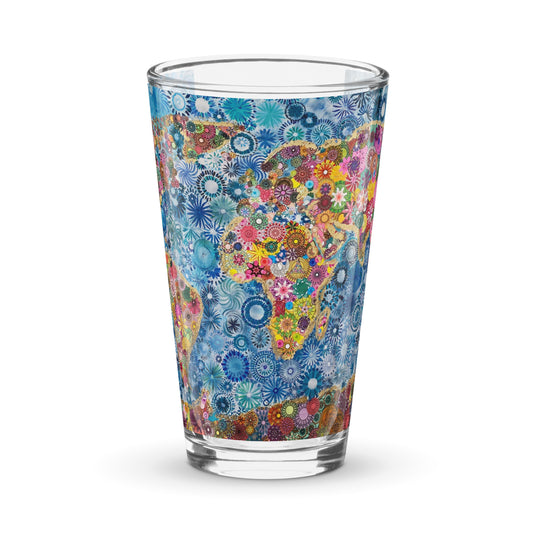 Spirograph World Map, the sequel: a Patterned Spirograph Collage Shaker Pint Glass