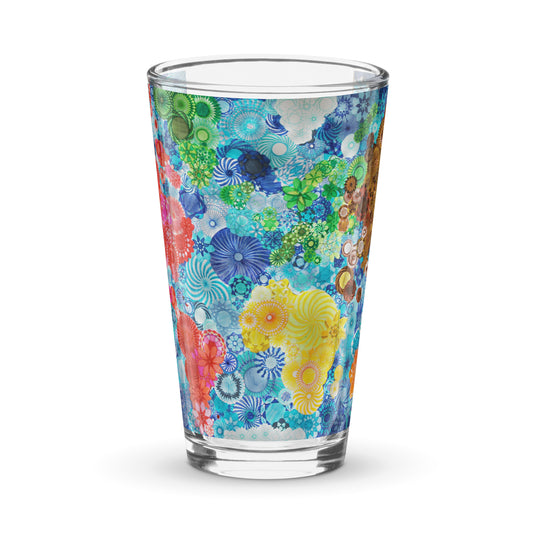 Spirograph World Map: a Patterned Spirograph Collage Shaker Pint Glass