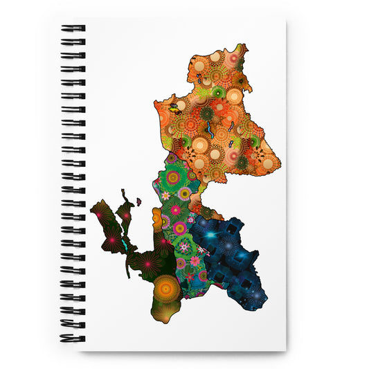Spirograph Patterned Tajikistan Provinces Map Spiral Notebook