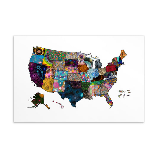 Spirograph Patterned United States of America Map Standard Postcard
