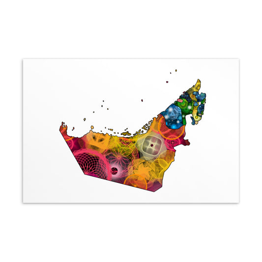 Spirograph Patterned United Arab Emirates Map Standard Postcard