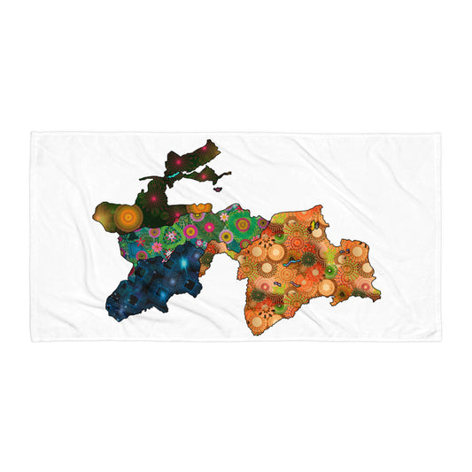 Spirograph Patterned Tajikistan Provinces Map Sublimated Towel