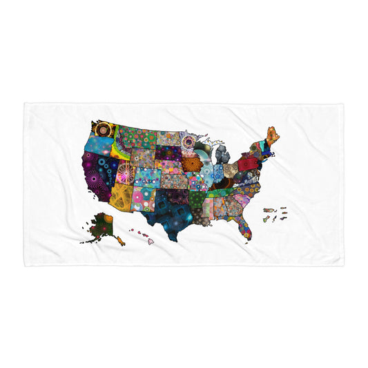 Spirograph Patterned United States of America Map Sublimated Towel