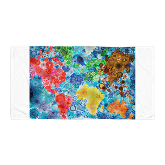 Spirograph World Map: a Patterned Spirograph Collage Sublimated Towel