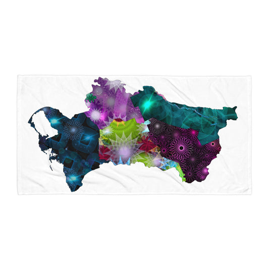 Spirograph Patterned Turkmenistan Regions Map Sublimated Towel