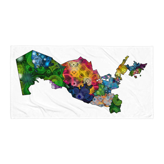 Spirograph Patterned Uzbekistan Divisions Map Sublimated Towel