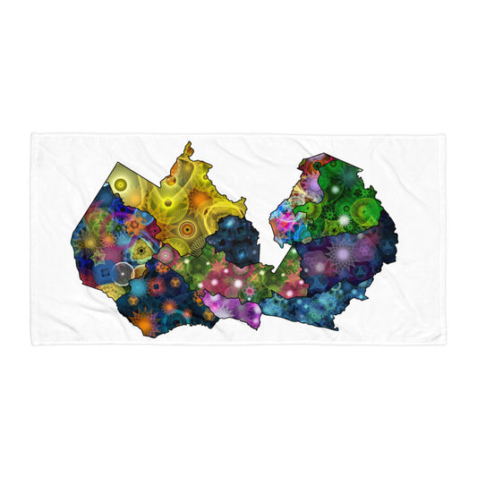 Spirograph Patterned Zambia Provinces Map Sublimated Towel