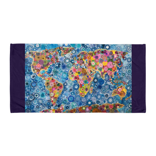 Spirograph World Map, the sequel: a Patterned Spirograph Collage Sublimated Towel