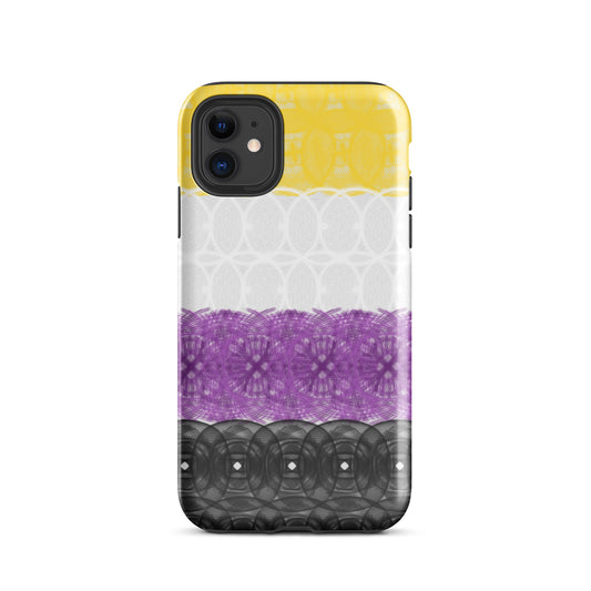 Spirograph Patterned Non Binary Flag Tough Case for iPhone®