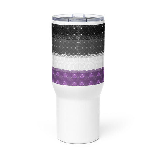Spirograph Patterned Asexual Flag Travel Mug with a Handle