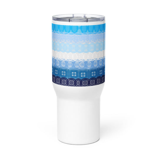 Spirograph Patterned Gay Male Flag Travel Mug with a Handle