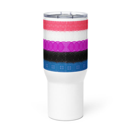 Spirograph Patterned Genderfluid flag Travel Mug with a Handle