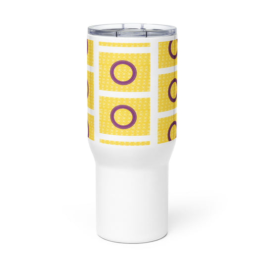Spirograph Patterned Intersex flag Travel Mug with a Handle