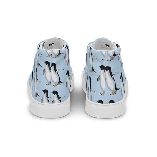 Adélie Penguin spirograph pattern design Women’s high top canvas shoes
