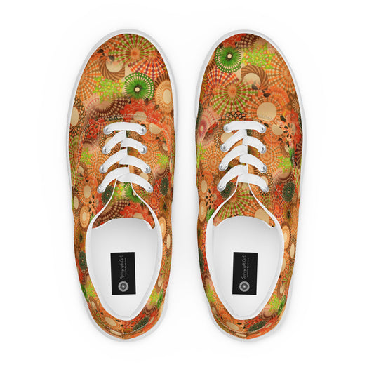 Autumn Spirals, a Patterned Spirograph Collage Women’s lace-up canvas shoes